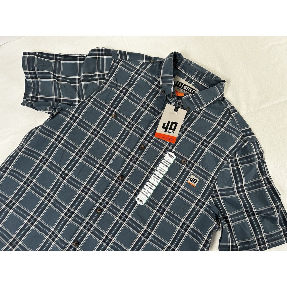 NWT 40 Grit Duluth Trading Men's Large Plaid Button Down Short Sleeve Shirt